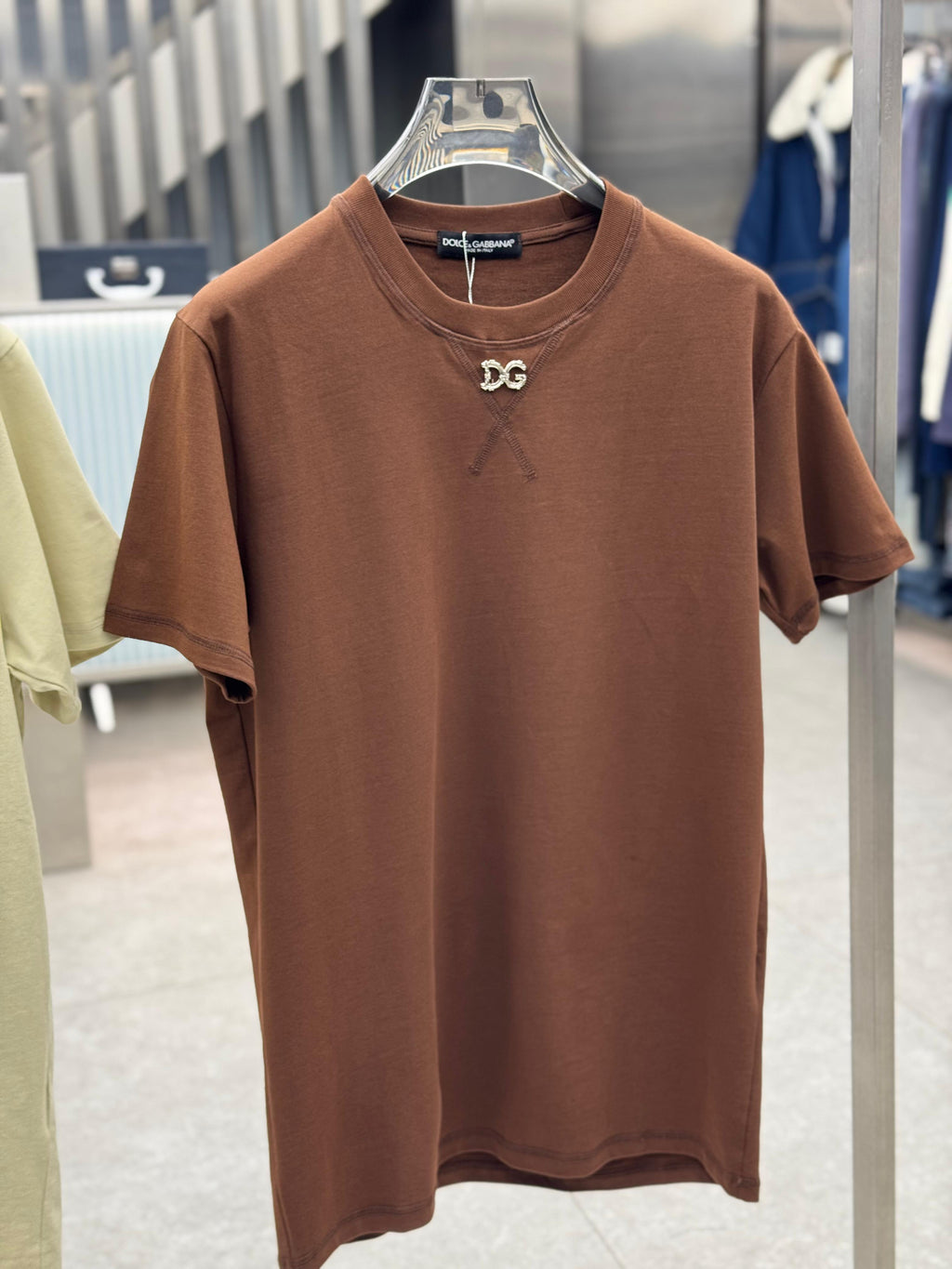 Dolce & Gabbana - Relaxed-Fit Cotton T-Shirt in Earth Brown with Crystal Logo