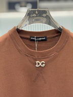Dolce & Gabbana - Relaxed-Fit Cotton T-Shirt in Earth Brown with Crystal Logo