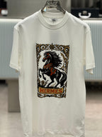 Hermès - "Cavalerie d'Or" Graphic Cotton T-Shirt in Pristine White