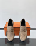 Hermès - Ancora Loafers in Beige Suede with Tonal H Cut-Out Detail