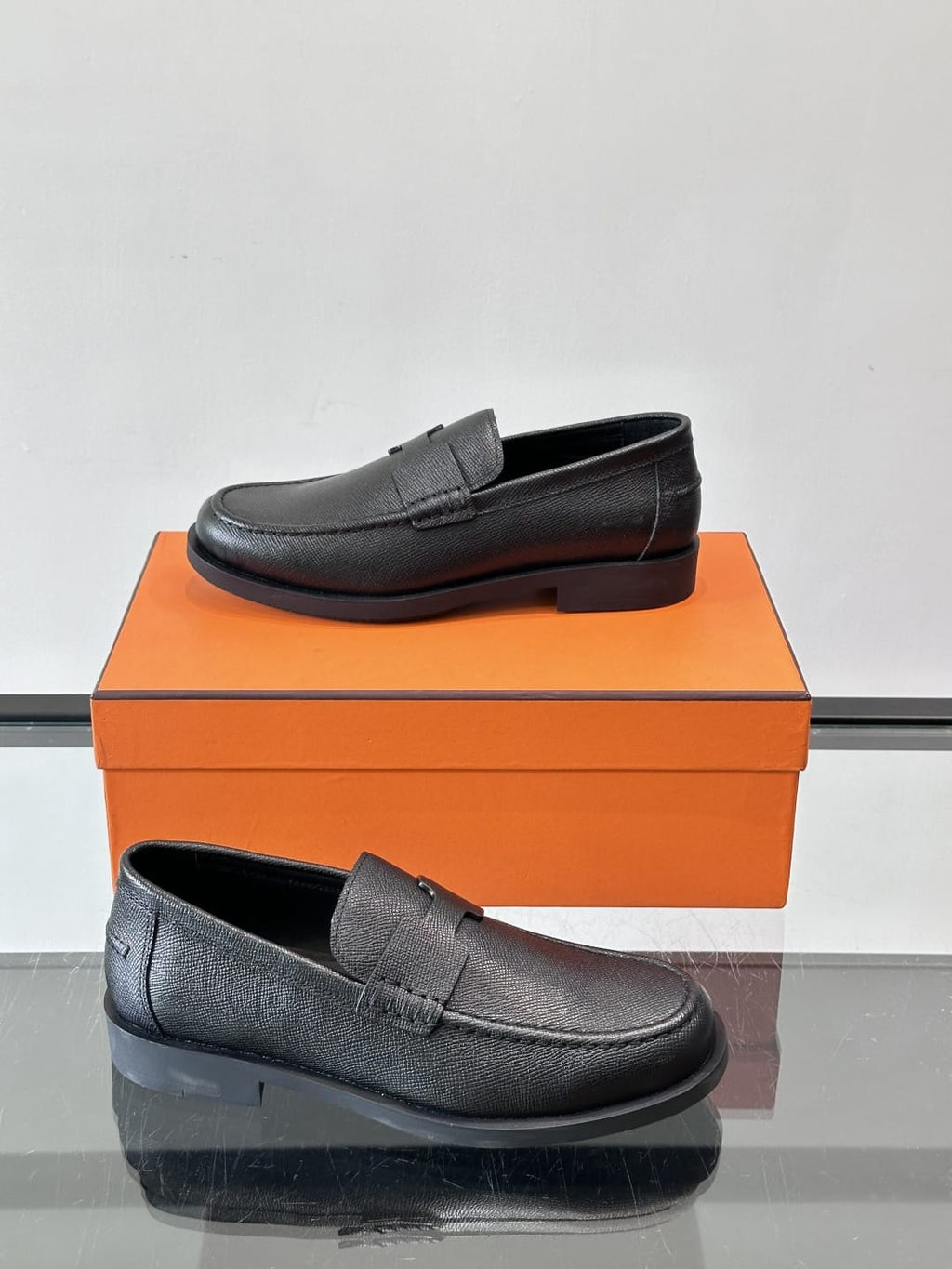 Hermès - Ancora Loafers in Black Epsom Calfskin with Tonal H Cut-Out Detail