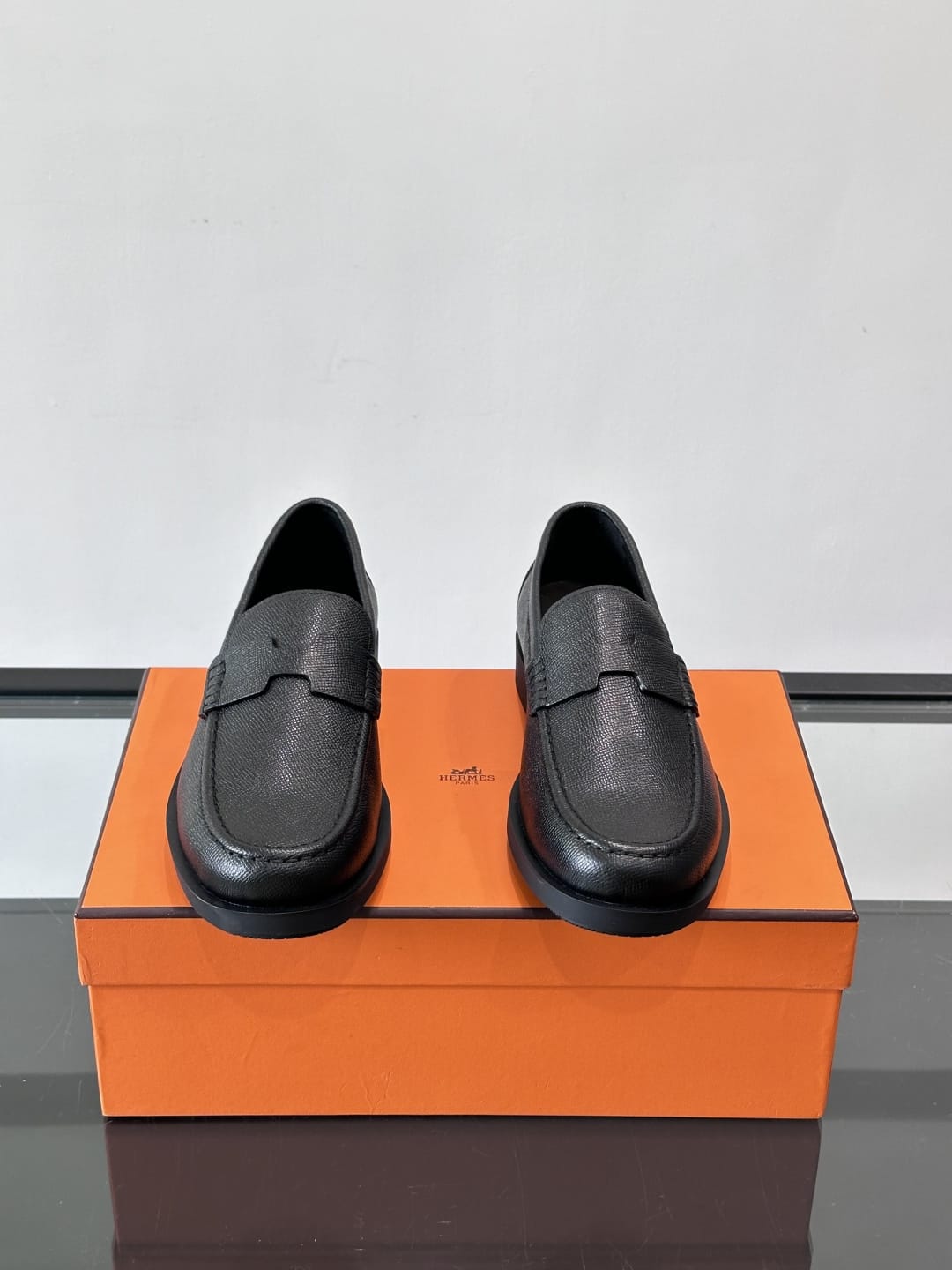 Hermès - Ancora Loafers in Black Epsom Calfskin with Tonal H Cut-Out Detail