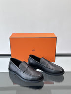 Hermès - Ancora Loafers in Black Epsom Calfskin with Tonal H Cut-Out Detail