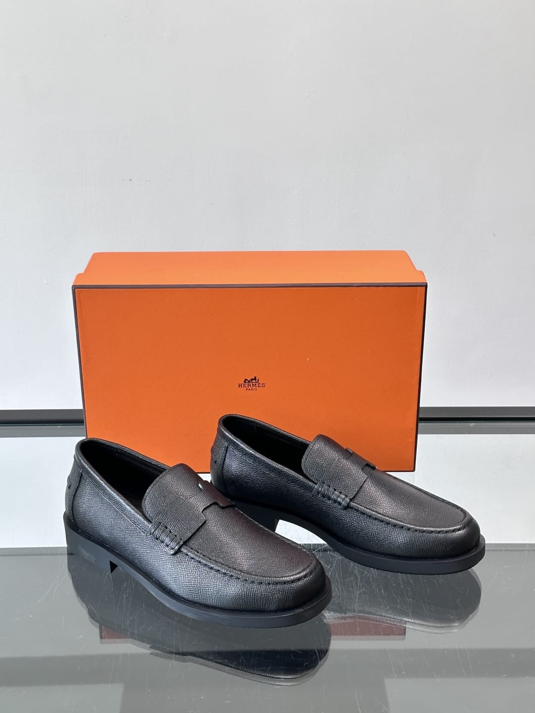 Hermès - Ancora Loafers in Black Epsom Calfskin with Tonal H Cut-Out Detail