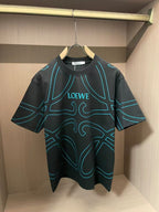 Loewe - Anagram Contrast-Stitch T-Shirt in Black and Turquoise