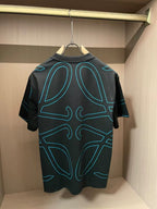 Loewe - Anagram Contrast-Stitch T-Shirt in Black and Turquoise
