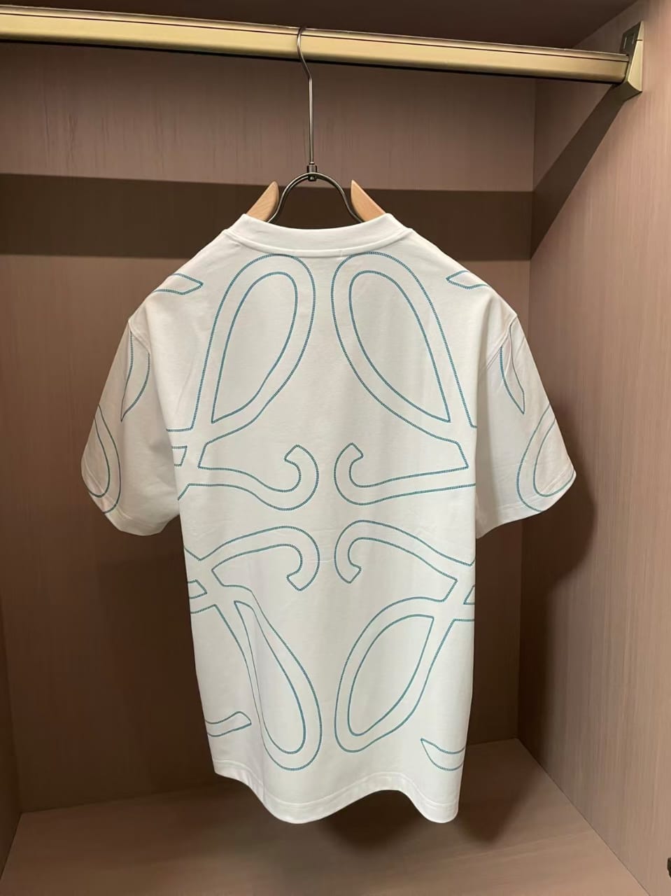 Loewe - Anagram Contrast-Stitch T-Shirt in White and Turquoise