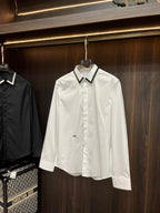 Dior - Bee Embroidery Slim-Fit Shirt in White Cotton Poplin with Contrast Collar