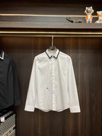 Dior - Bee Embroidery Slim-Fit Shirt in White Cotton Poplin with Contrast Collar