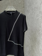 Zegna - Oasi Cashmere-Cotton Knit T-Shirt in Black with Geometric Intarsia Detail