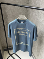 Dior - "Les Fleurs du Mal" Graphic T-Shirt in Slate Blue Vintage-Wash Cotton