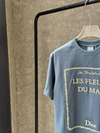 Dior - "Les Fleurs du Mal" Graphic T-Shirt in Slate Blue Vintage-Wash Cotton