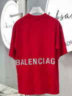 Balenciaga - Medium Fit Logo T-Shirt in Crimson Red with Distressed Edges