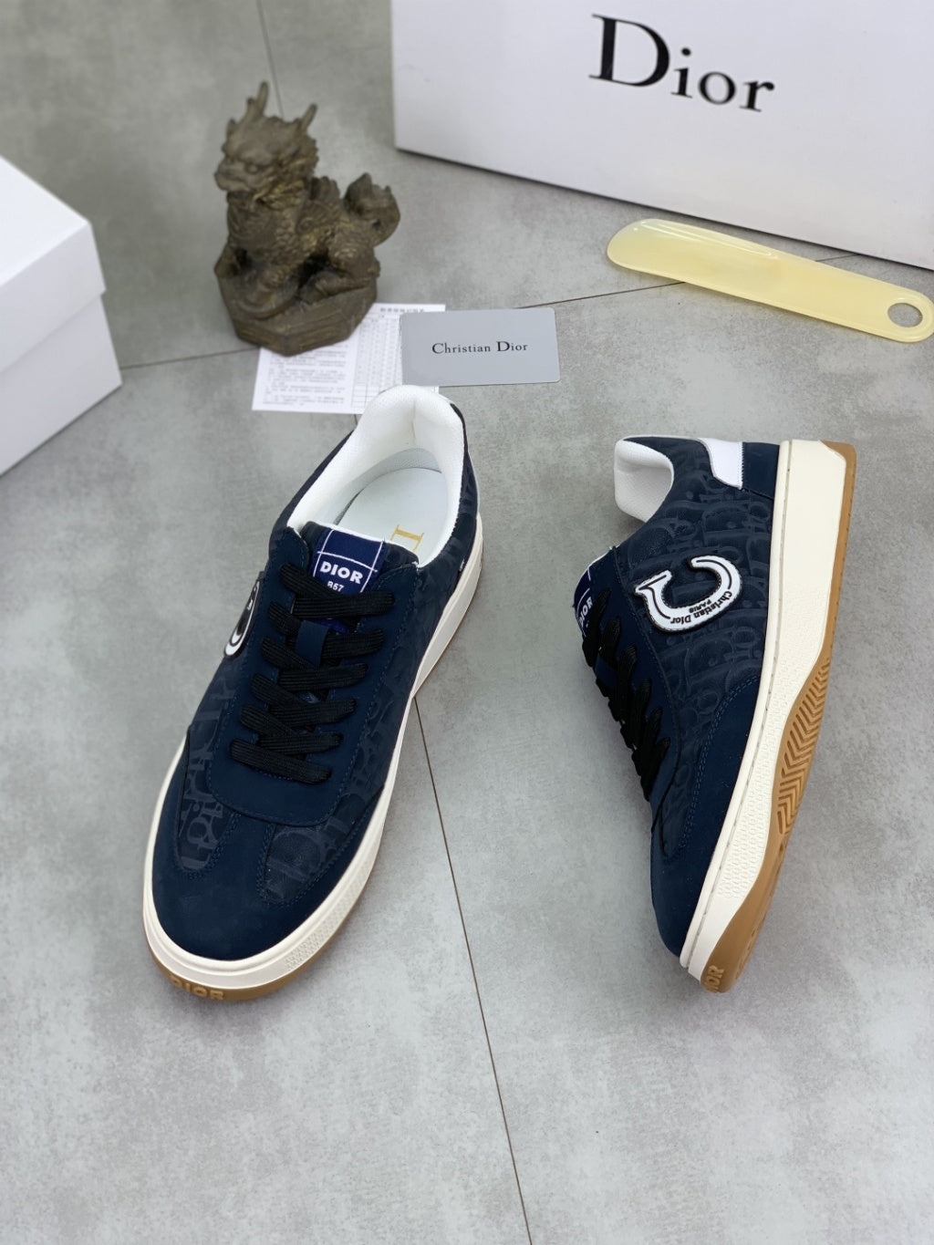Dior - B57 Low-Top Sneaker in Navy Blue Dior Oblique Jacquard and Smooth Calfskin