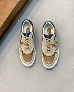 Stefano Ricci  - Luxury Low-Top Sneakers in Suede and Calfskin with Signature Octagon Buckle