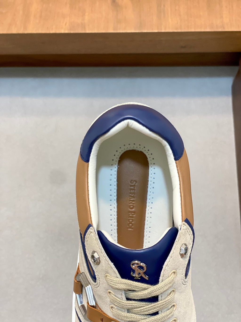 Stefano Ricci  - Luxury Low-Top Sneakers in Suede and Calfskin with Signature Octagon Buckle