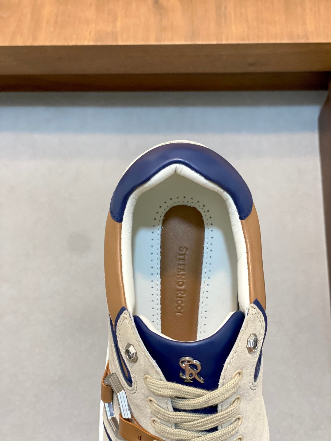 Stefano Ricci  - Luxury Low-Top Sneakers in Suede and Calfskin with Signature Octagon Buckle