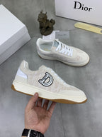 Dior - B57 Low-Top Sneaker in Cream and White Dior Oblique Jacquard