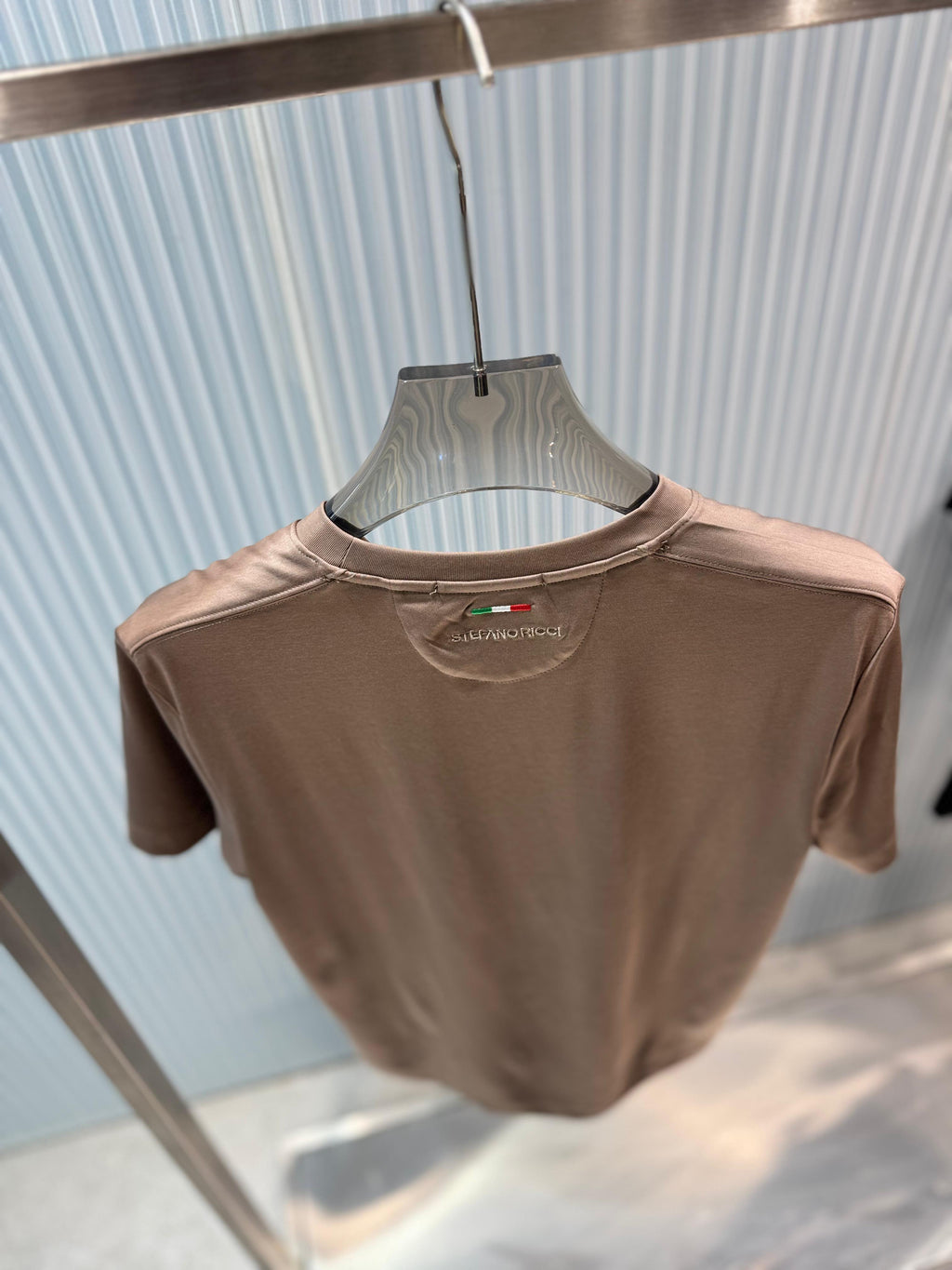 Stefano Ricci - Silk-Cotton T-Shirt in Taupe with Embroidered Octagon Logo