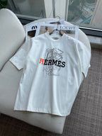 Hermès - "Optimiste" Graphic T-Shirt in White with Technical Horsebit Print