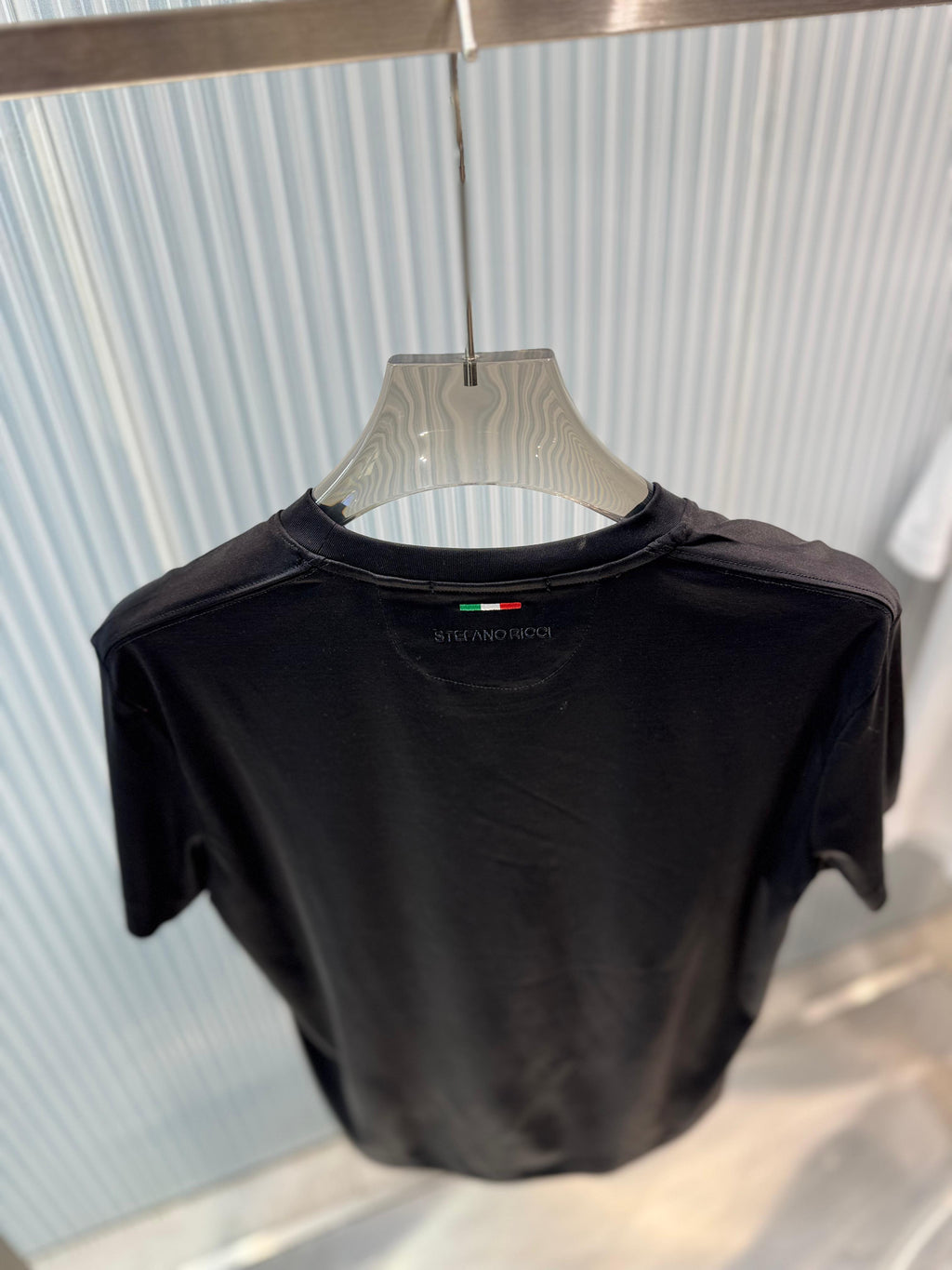 Stefano Ricci - Silk-Cotton T-Shirt in Midnight Black with Embroidered Octagon Logo