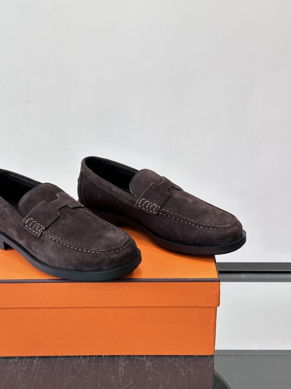Hermès - Paris Loafers in Ebene Suede Kidskin with Tonal H Detail
