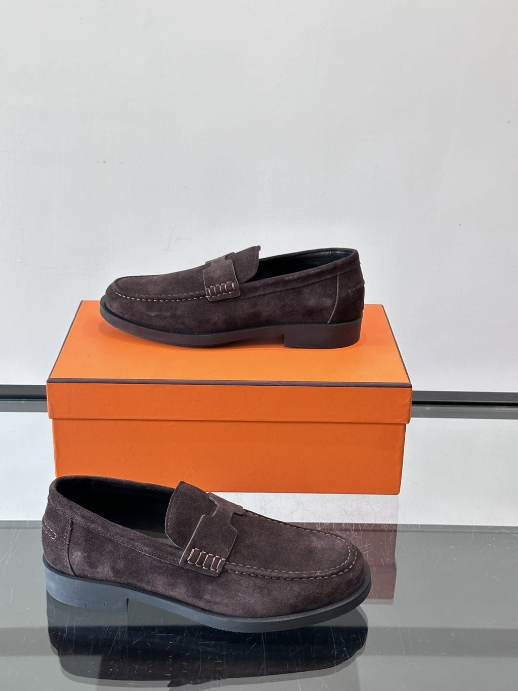 Hermès - Paris Loafers in Ebene Suede Kidskin with Tonal H Detail