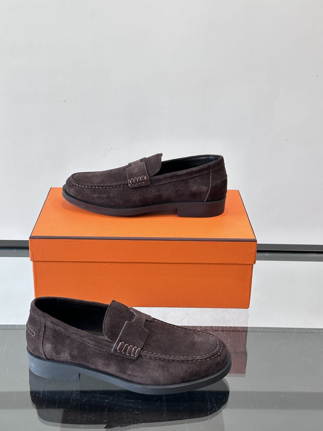 Hermès - Paris Loafers in Ebene Suede Kidskin with Tonal H Detail