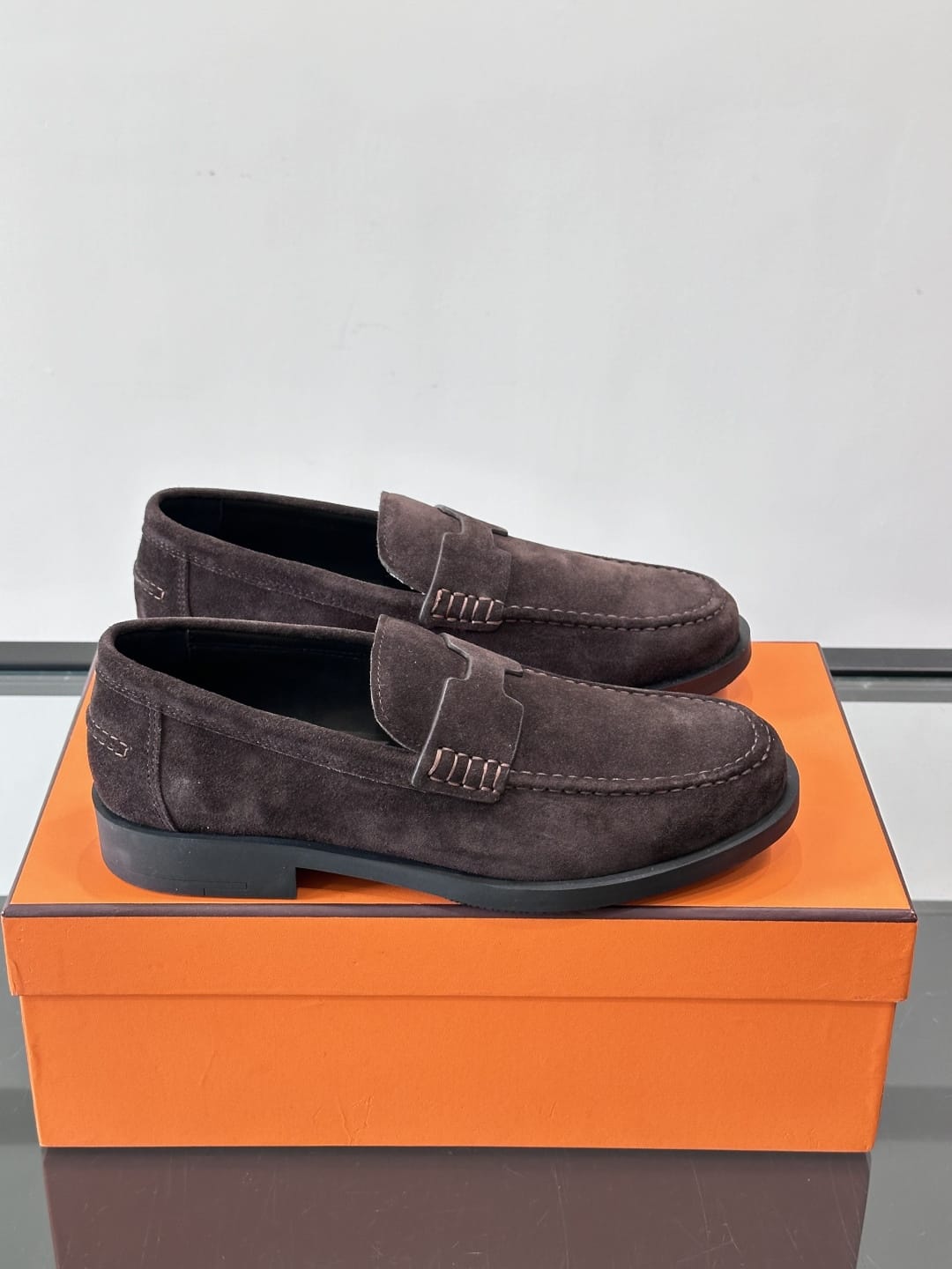 Hermès - Paris Loafers in Ebene Suede Kidskin with Tonal H Detail