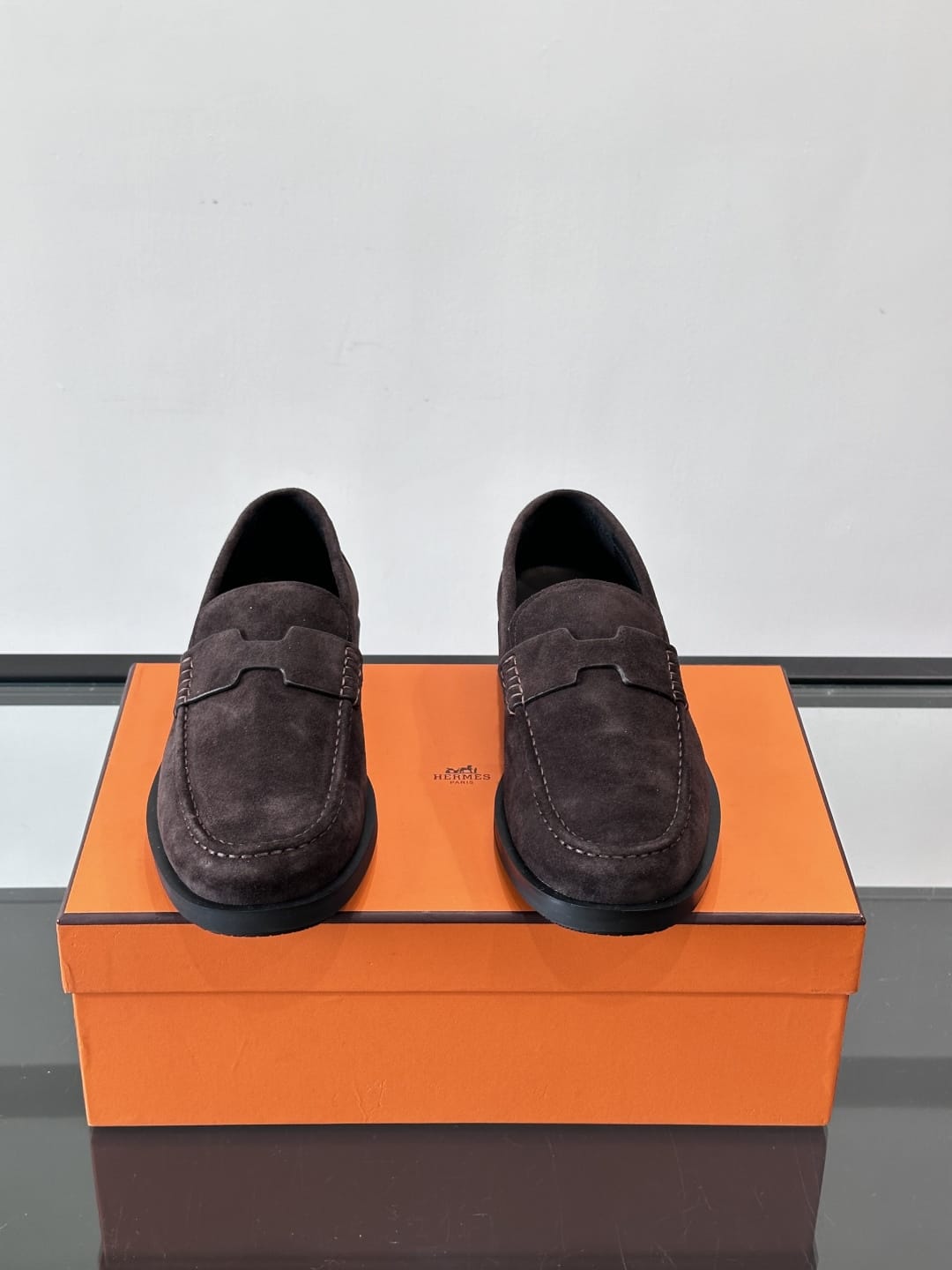 Hermès - Paris Loafers in Ebene Suede Kidskin with Tonal H Detail