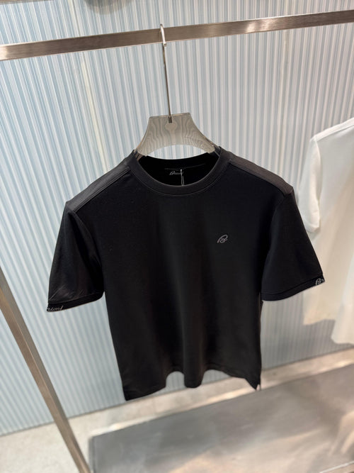 Brioni - Luxury Cotton-Jersey T-Shirt in Midnight Black with Script Logo Cuffs