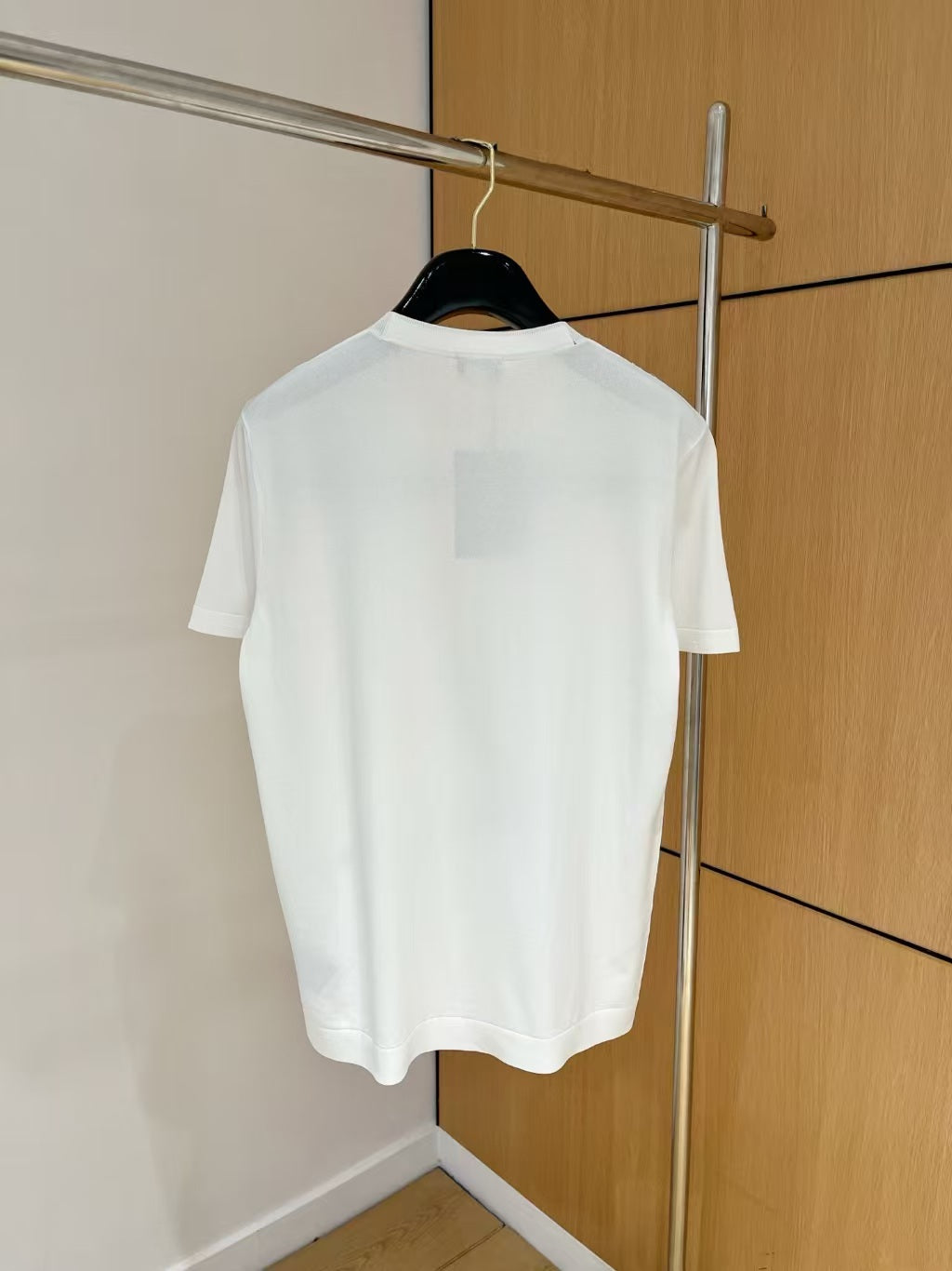 Zegna - Men's White Textured Knit T-Shirt with Geometric Piping