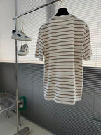 Prada - Striped Cotton T-Shirt with Logo Print