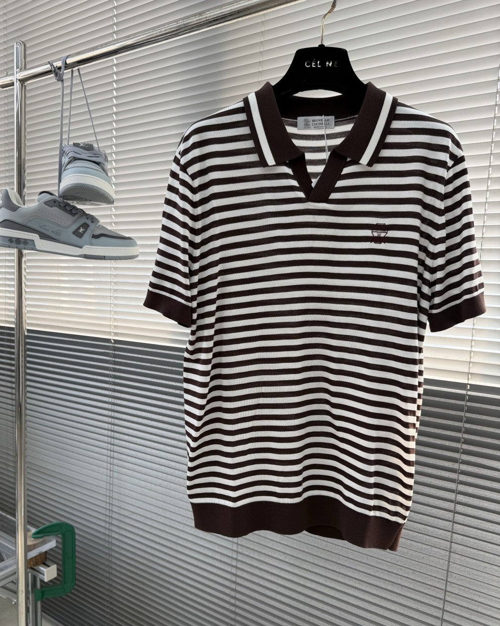 Brunello Cucinelli - Striped Cotton & Silk Knit Polo Shirt