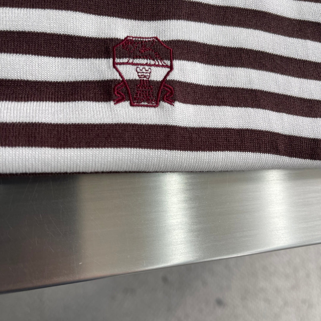 Brunello Cucinelli - Striped Cotton & Silk Knit Polo Shirt