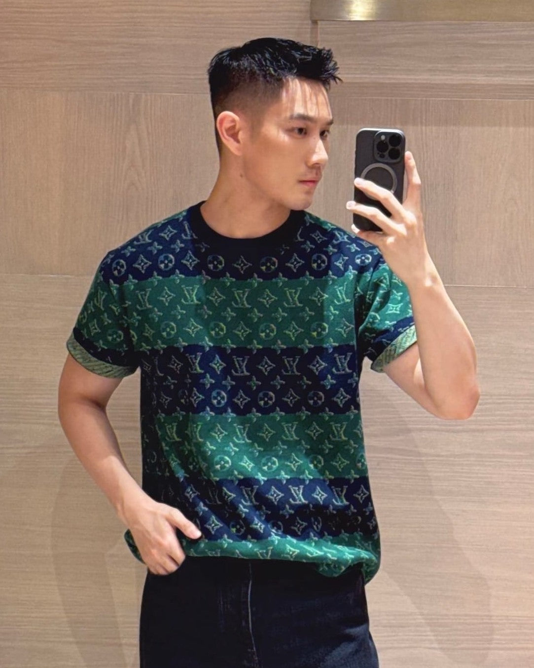 Louis Vuitton - Monogram Striped Jacquard Knit T-Shirt