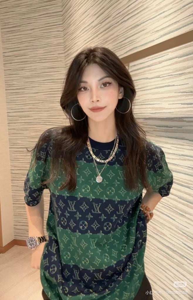 Louis Vuitton - Monogram Striped Jacquard Knit T-Shirt