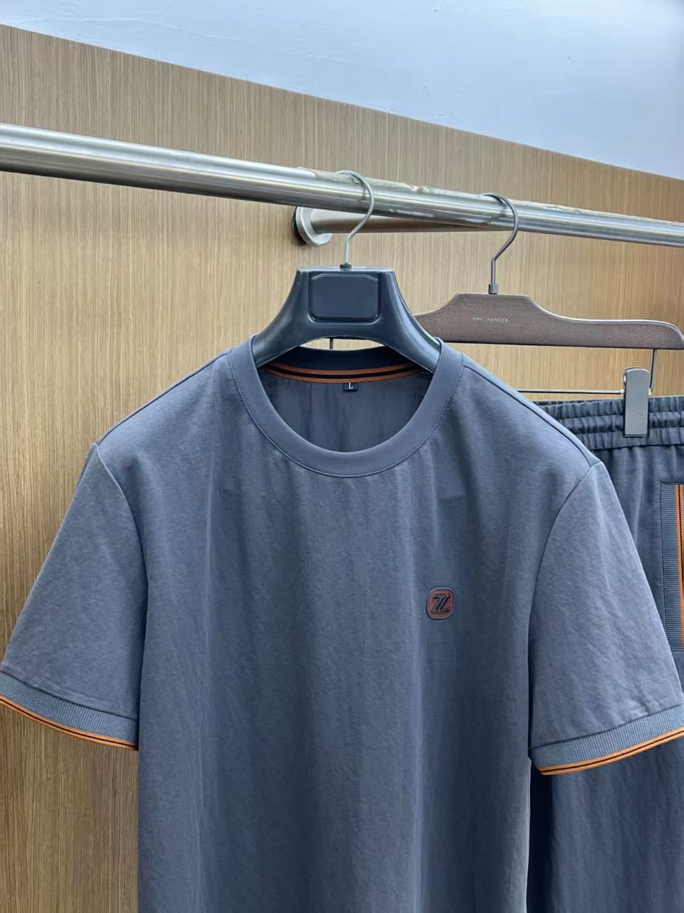 Zegna - Premium Cotton Jersey T-Shirt and Trousers Set – Slate Grey with Signature Trim