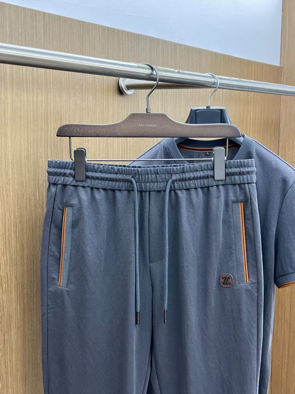 Zegna - Premium Cotton Jersey T-Shirt and Trousers Set – Slate Grey with Signature Trim