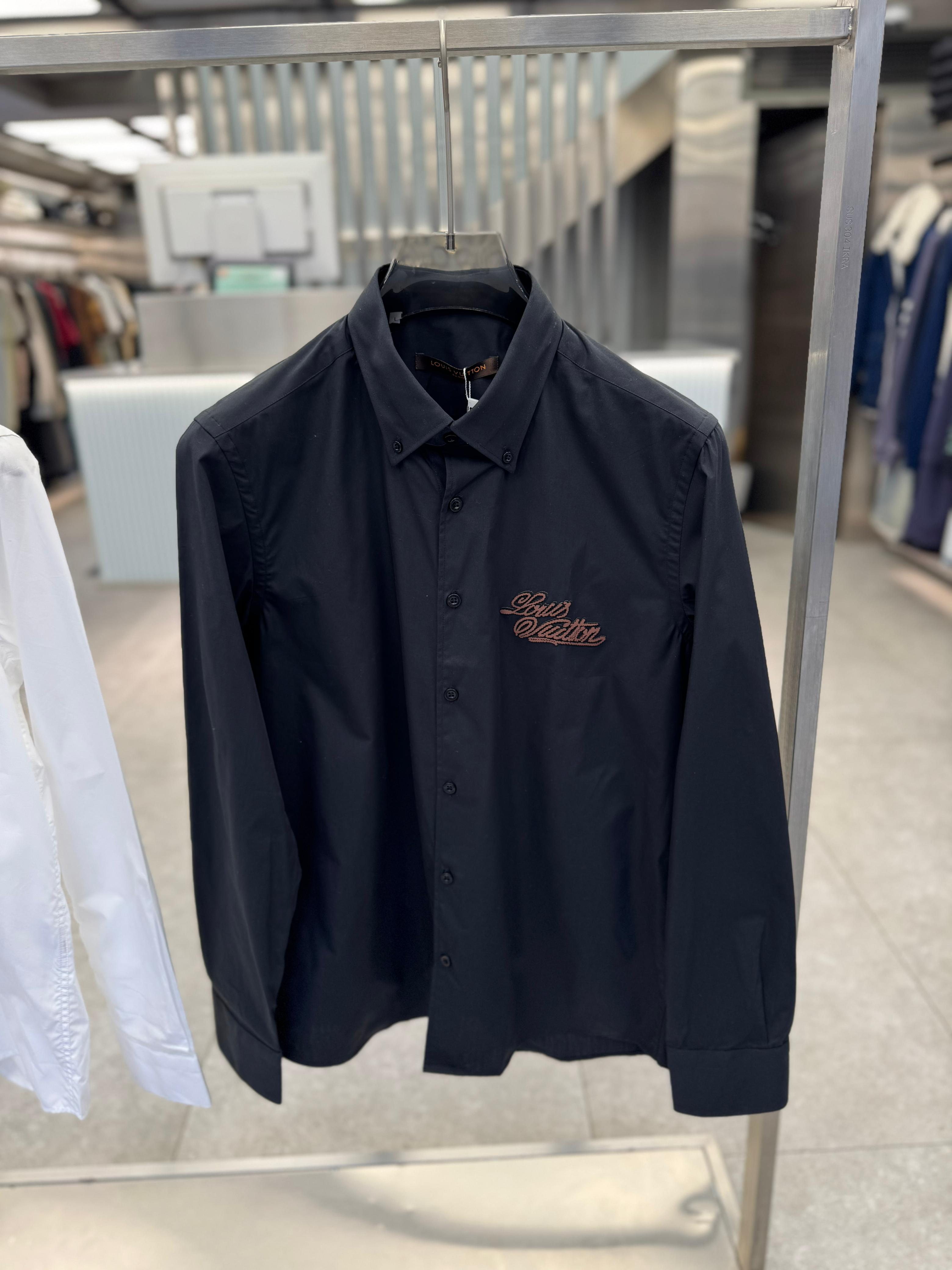 Louis Vuitton - Embroidered Signature Long-Sleeved Shirt in Black