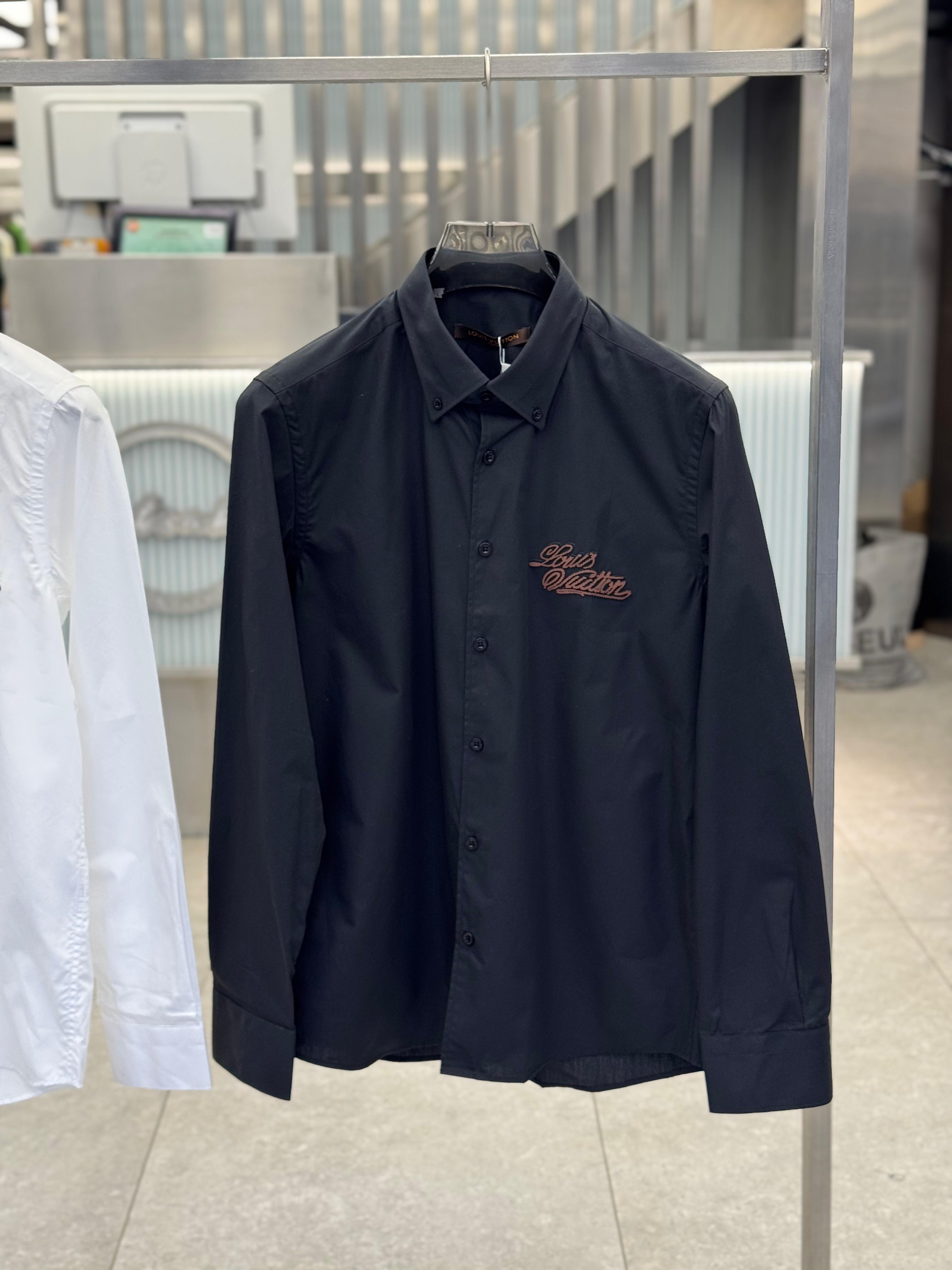 Louis Vuitton - Embroidered Signature Long-Sleeved Shirt in Black