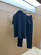 Hermes - Men’s Elite Knit Quarter-Zip Polo and Tailored Jogger Set – Deep Navy