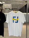 Fendi -White / Black Cotton T-Shirt with Bag Bugs FF Logo Appliqué