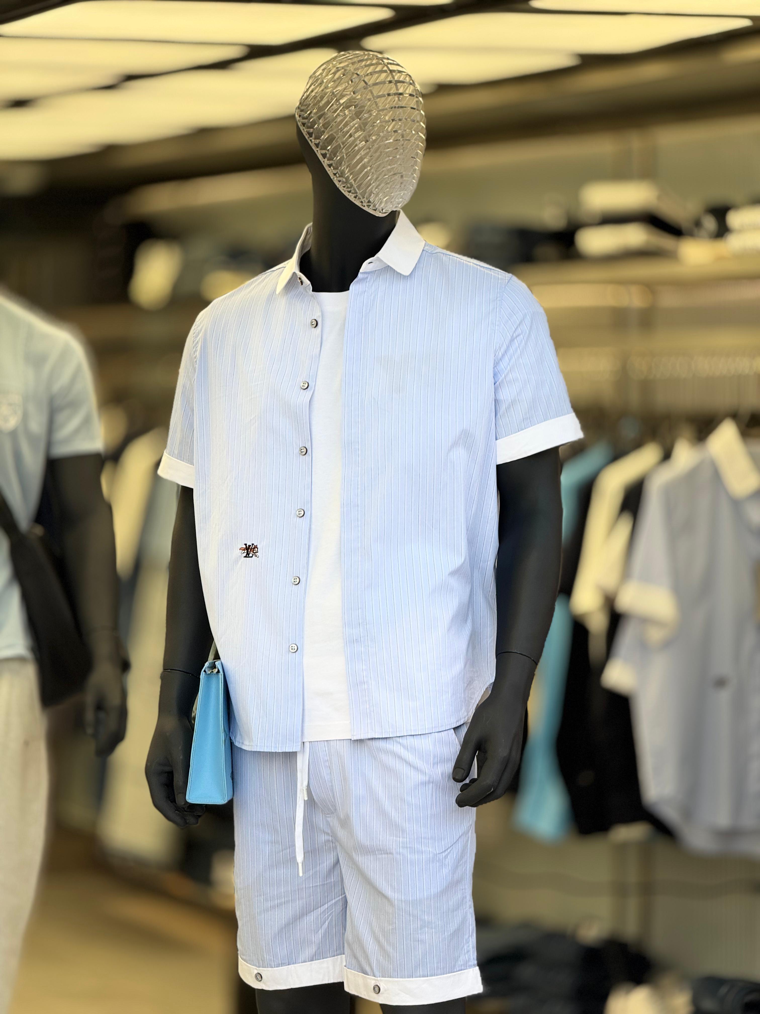 Louis Vuitton - Striped Short-Sleeve Shirt and Shorts Matching Set