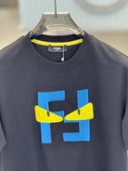 Fendi -White / Black Cotton T-Shirt with Bag Bugs FF Logo Appliqué