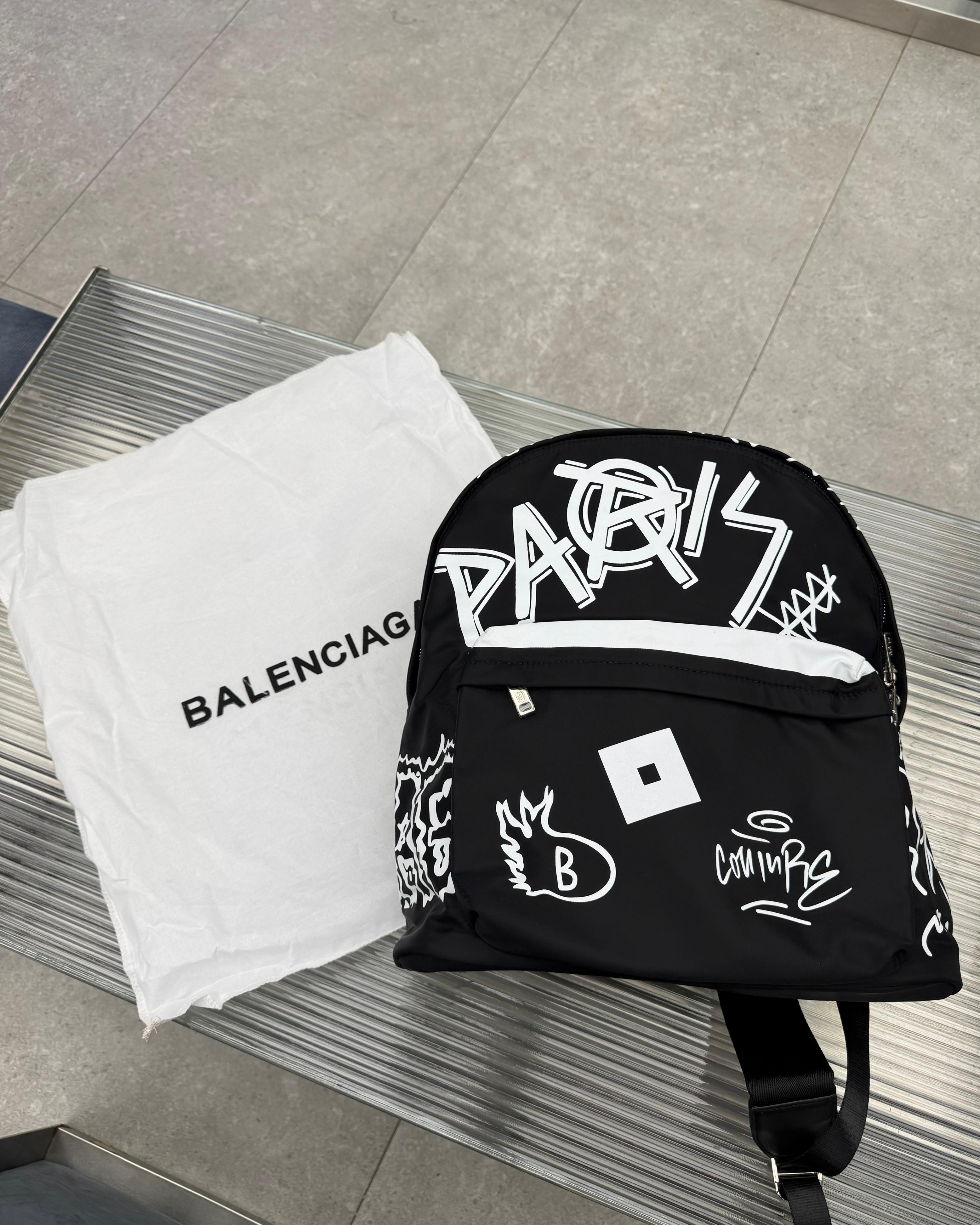 Balenciaga - Explorer Backpack with Paris Graffiti Print