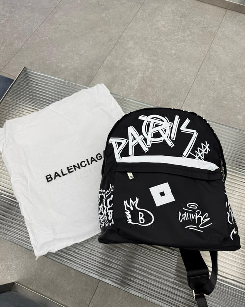 Balenciaga - Explorer Backpack with Paris Graffiti Print
