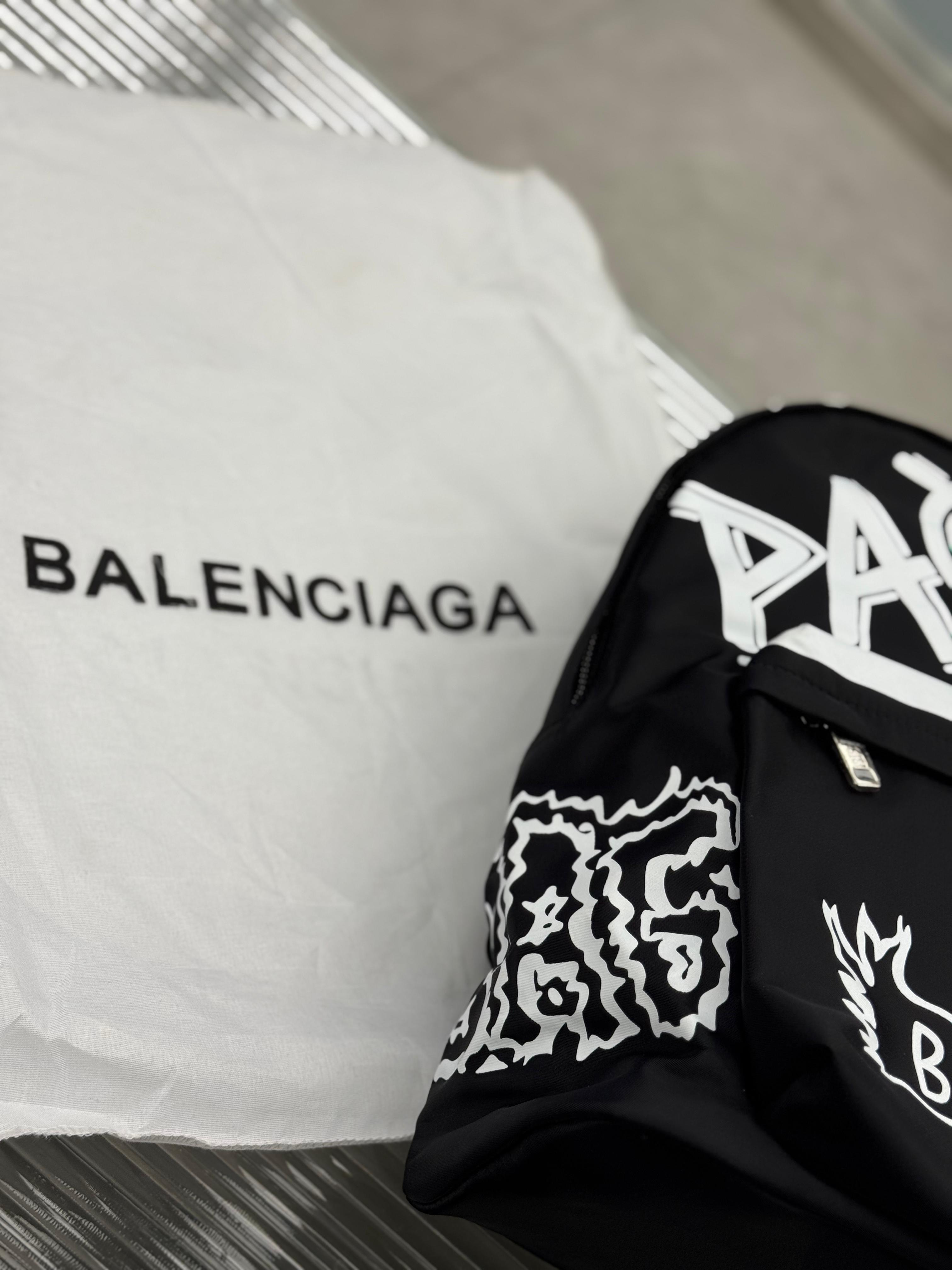 Balenciaga - Explorer Backpack with Paris Graffiti Print