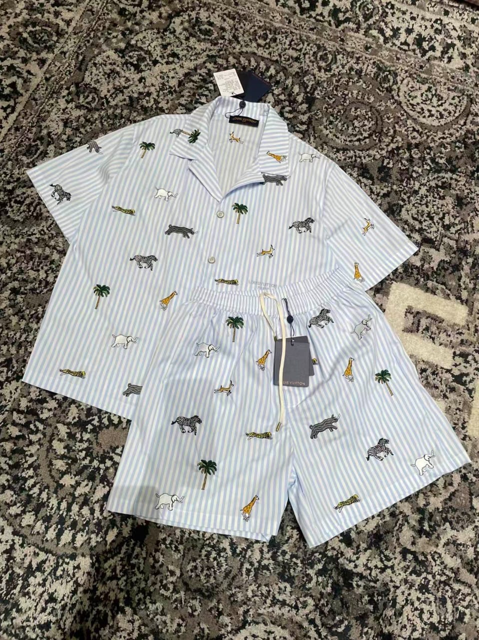 Louis Vuitton - Striped "Safari" Short-Sleeve Shirt and Shorts Set