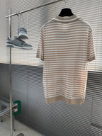 Brunello Cucinelli - Striped Cotton & Silk Knit Polo Shirt